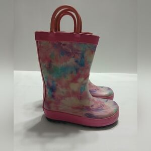 Colorful Tie-Dye Rain Boots with Handles